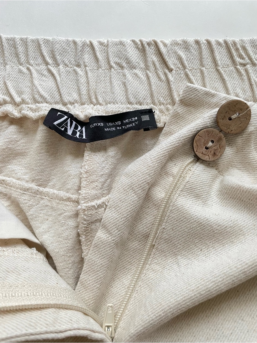 ZARA Cotton Linen High Rise Wide Leg Pant Beige (Altered) - Picture 4 of 11